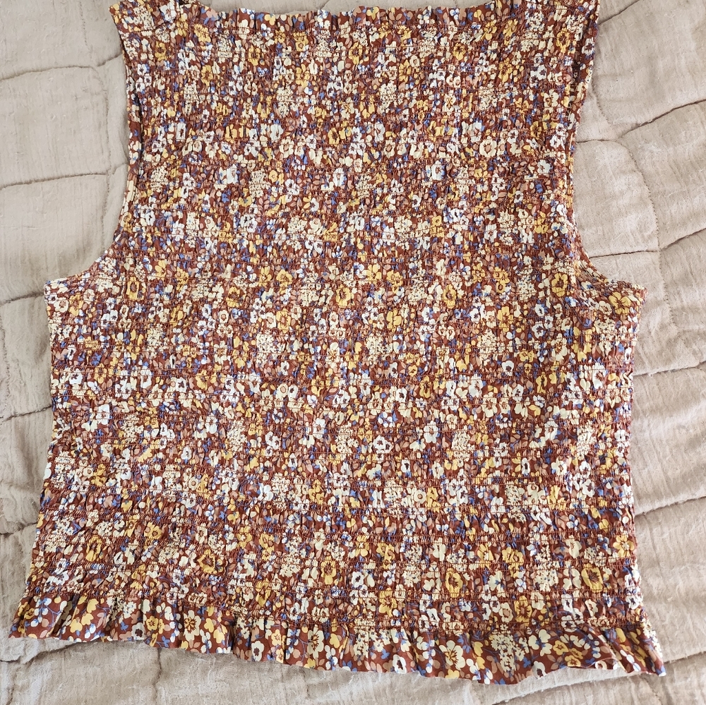 Everlane Floral Tank Top - Brown and Yellow